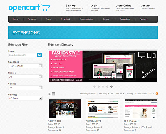 OpenCart Extension Store